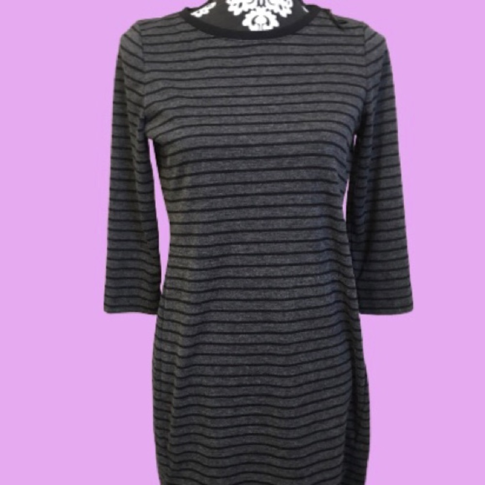 🛍🎁 Loft Gray & Black Striped Tunic/Dress Sz SP